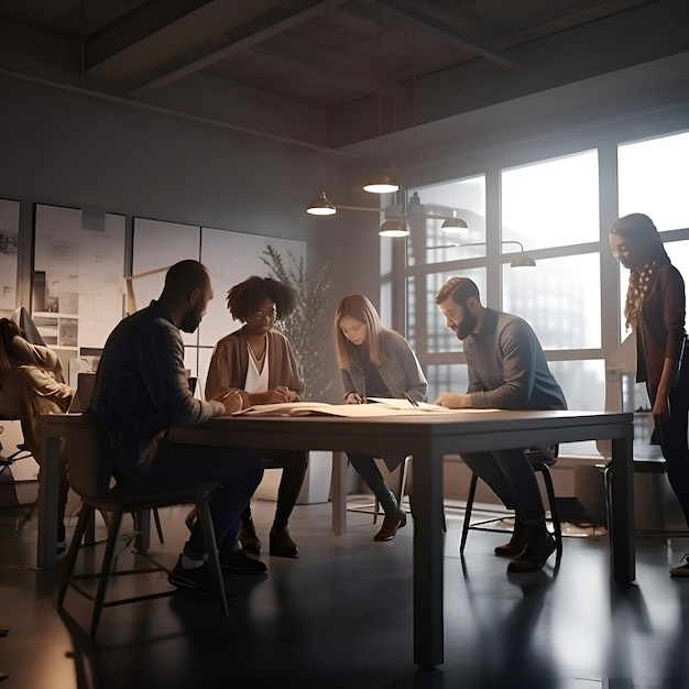 Foto gratuita grupo de empresarios diversos que trabajan juntos en una oficina moderna concepto de trabajo en equipo