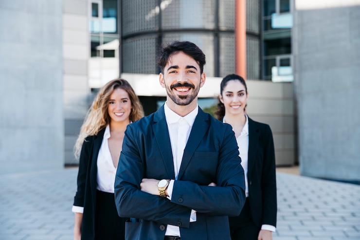 Foto gratuito grupo de gente de negocios posando