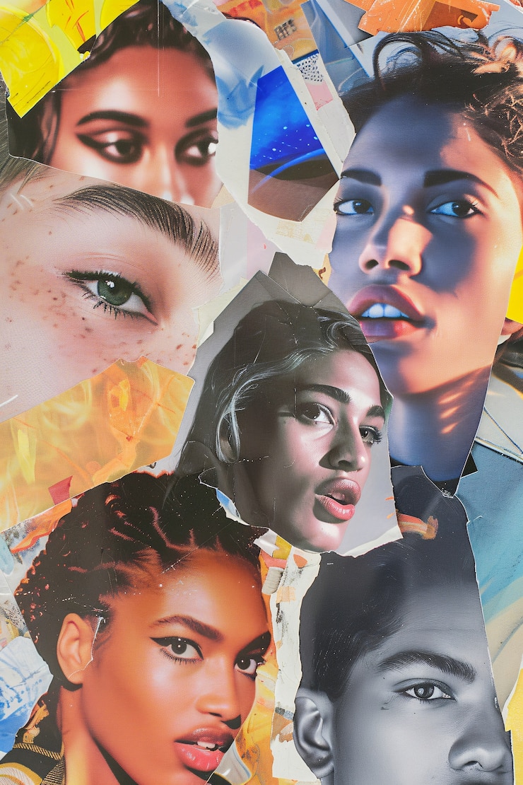 Foto gratuito grupo juvenil con antecedentes inspirados en el pop