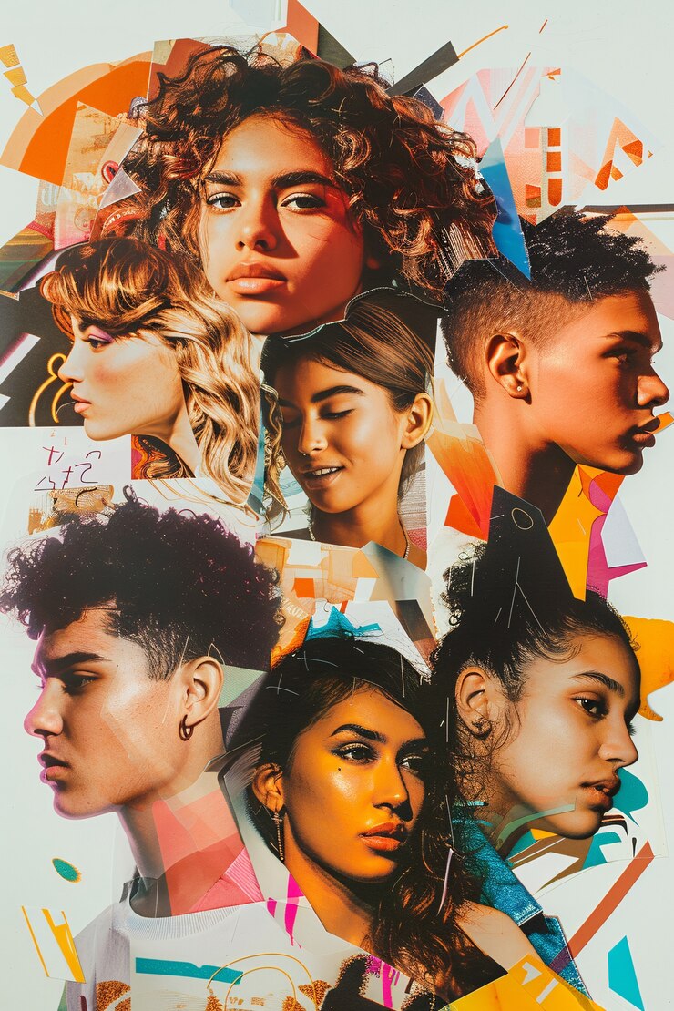 Foto gratuito grupos juveniles con antecedentes inspirados en el pop