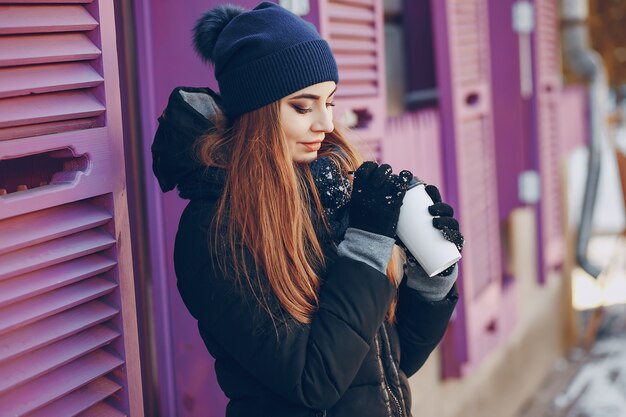 guantes de pelo marrón comunicación bufanda al aire libre