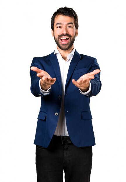 Guapo, hombre, presentación, algo