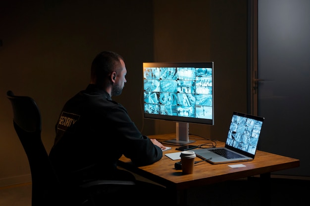 Foto gratuita guardia de seguridad en el lugar de trabajo