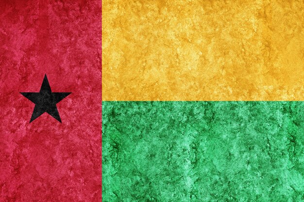 Guinea Bissau Bandera metálica, bandera texturizada, bandera grunge