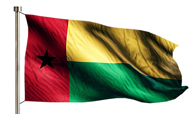 Guinea Bissau Bandera Nacional aislado 3D Fondo blanco