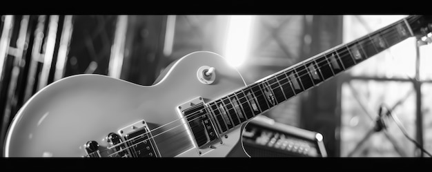 Foto gratuita la guitarra eléctrica en el estudio es una naturaleza muerta.