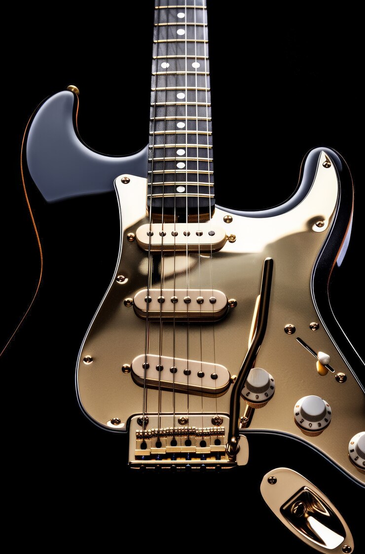 Foto gratuito guitarra eléctrica fotorrealista y naturaleza muerta