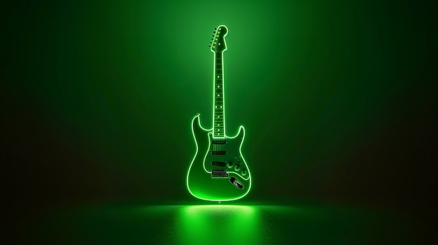 Guitarra eléctrica con luz de neón