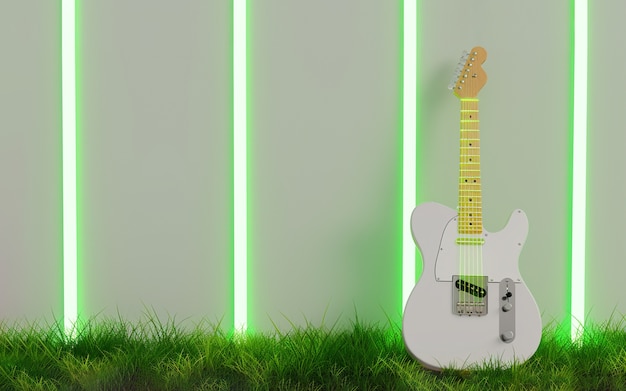 Foto gratuita guitarra eléctrica con luz de neón