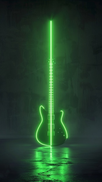Guitarra eléctrica con luz de neón