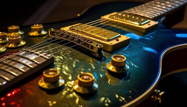 Foto gratuita guitarra eléctrica tocando música rock en el escenario generada por ia