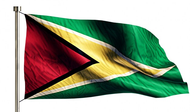 Guyana Bandera Nacional Aislado Fondo Blanco 3D