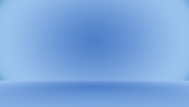 Habitación vacía de fondo abstracto degradado azul con espacio para texto e imagen.