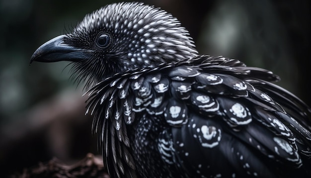 Foto gratuita halcón negro posado en una rama mirando a la cámara con ojos brillantes generados por ia
