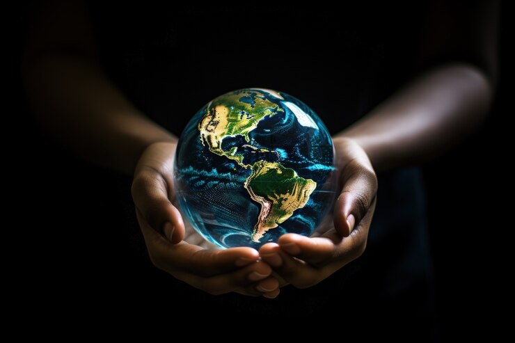 Photo Gratis hands holding planet earth