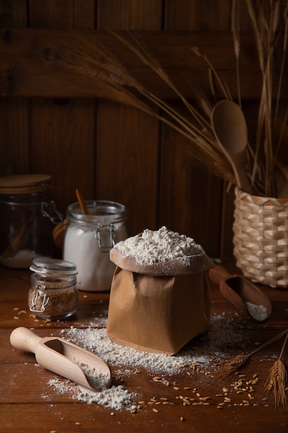 Foto gratuita harina escondida utilizada para cocinar