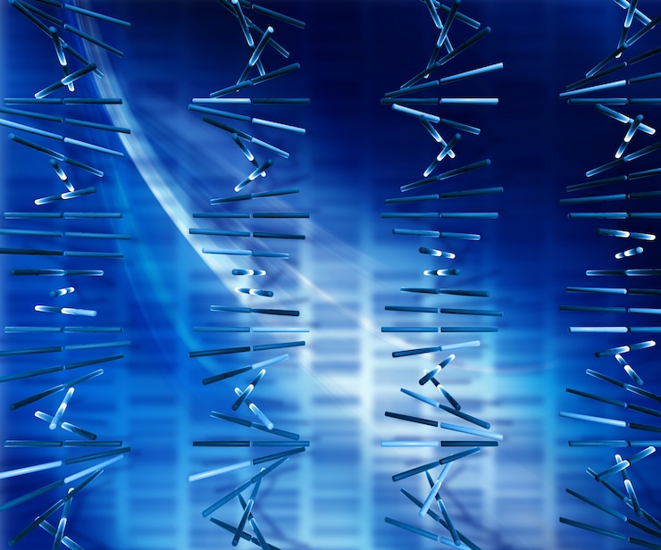 Foto gratuito hebras abstractas de adn 3d