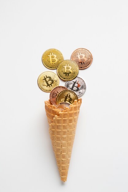 Helado de moneda con bitcoin