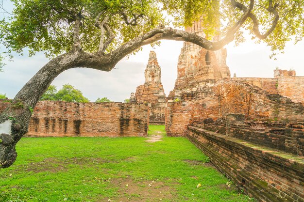 Hermosa arquitectura antigua histórica de Ayutthaya en Tailandia