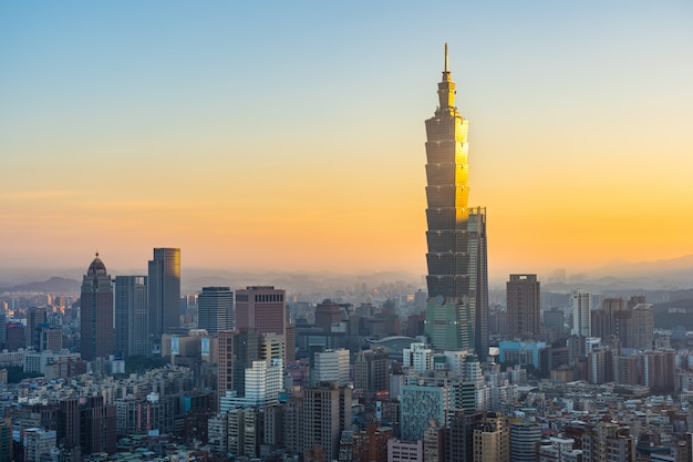 Hermosa arquitectura edificio ciudad de taipei