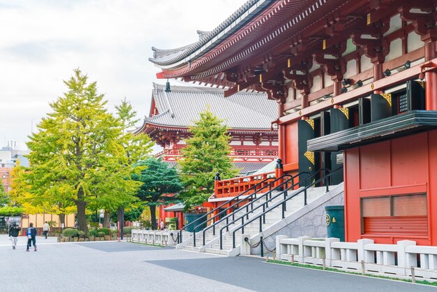 Hermosa arquitectura en el templo de Sensoji alrededor del área de Asakusa en Japón