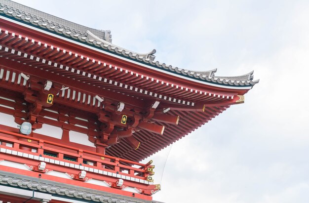 Hermosa arquitectura en el templo de Sensoji alrededor del área de Asakusa en Japón