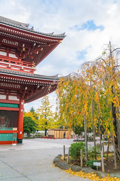 Hermosa arquitectura en el templo de Sensoji alrededor del área de Asakusa en Japón