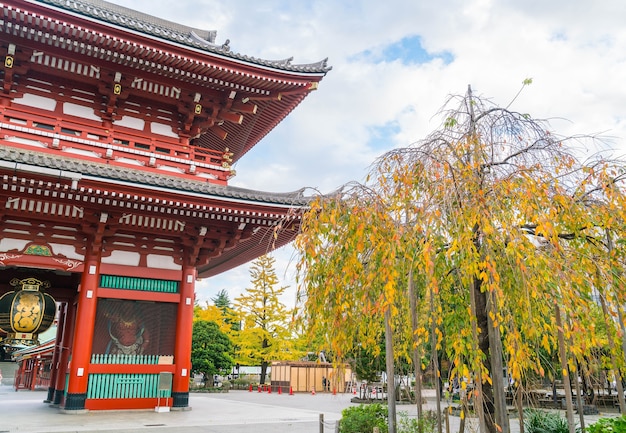 Hermosa arquitectura en el templo de Sensoji alrededor del área de Asakusa en Japón