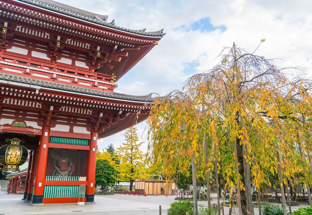 Hermosa arquitectura en el templo de Sensoji alrededor del área de Asakusa en Japón