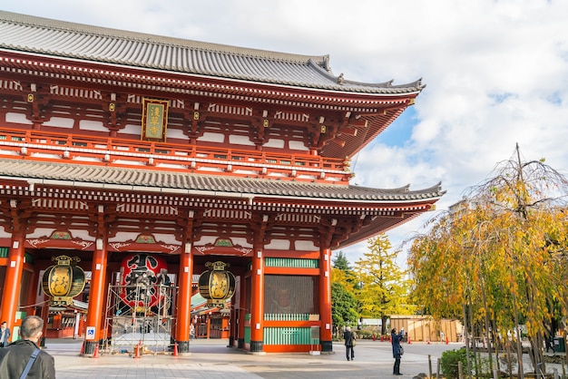 Hermosa arquitectura en el templo de Sensoji alrededor del área de Asakusa en Japón