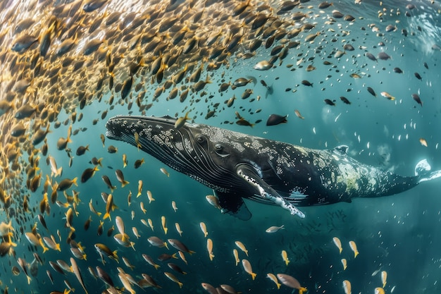 Foto gratuita una hermosa ballena cruzando el océano