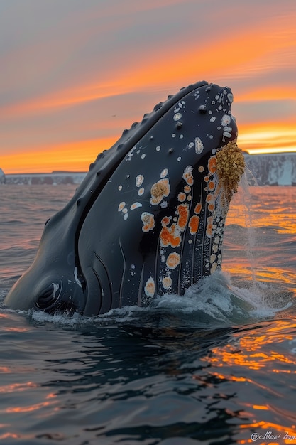 Foto gratuita una hermosa ballena cruzando el océano