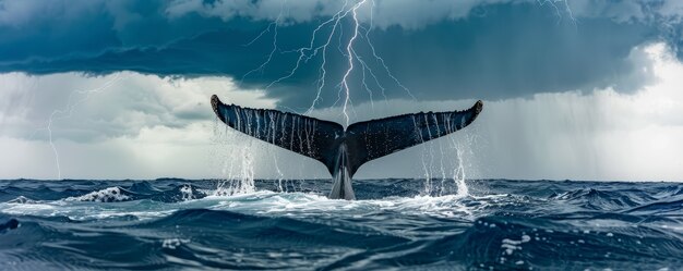 Una hermosa ballena cruzando el océano