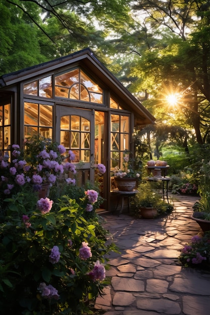 Una hermosa casa rodeada de flores