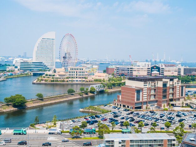 Hermosa ciudad del horizonte de Yokohama en Japón