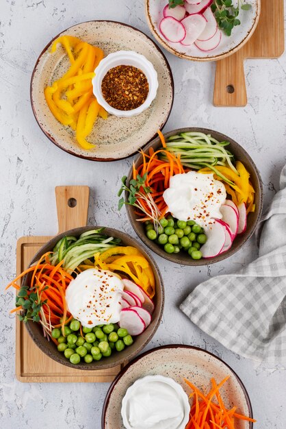 Hermosa composición de comida deliciosa.