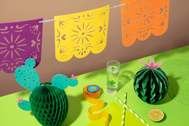 Foto gratuita hermosa decoración de fiesta mexicana