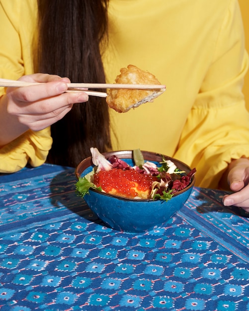 Hermosa y deliciosa comida asiática.