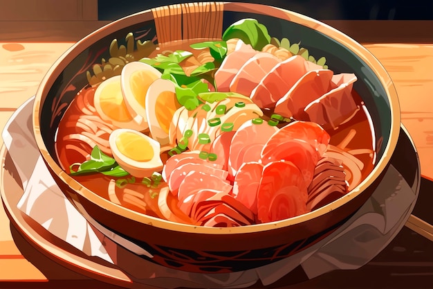 Foto gratuita hermosa escena de dibujos animados de comida de anime