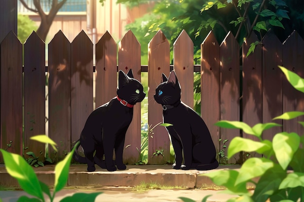 Foto gratuita hermosa escena de dibujos animados de gatos de anime