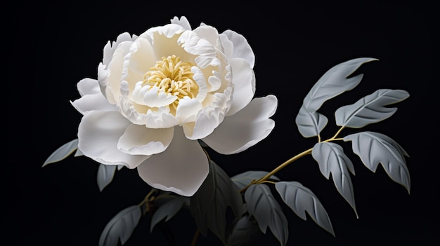 Una hermosa flor de peonía blanca.