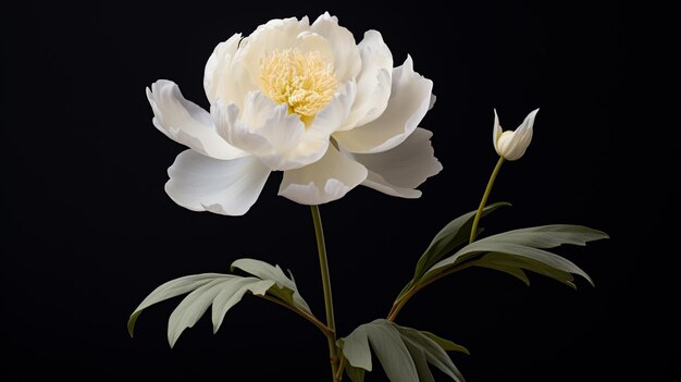 Una hermosa flor de peonía blanca.