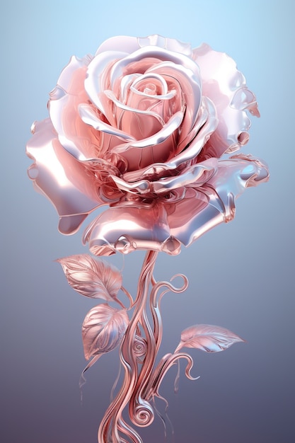 Hermosa flor de rosa en 3D