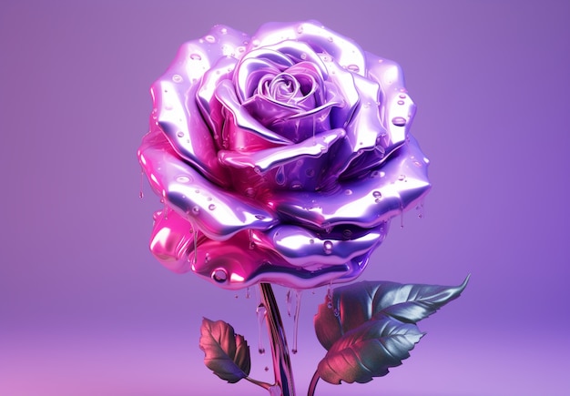 Hermosa flor de rosa en 3D