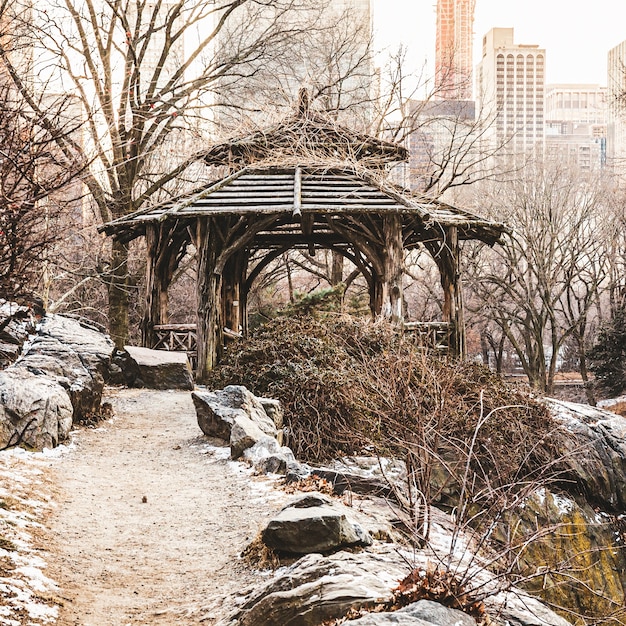 Hermosa foto de un antiguo mirador en Central Park en la Ciudad de Nueva York