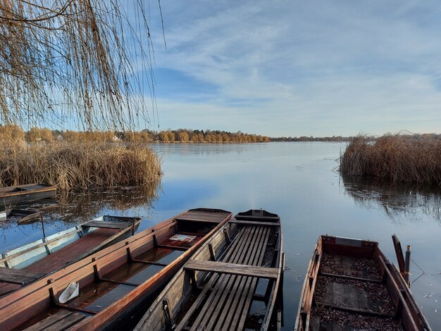 Hermosa foto de barcos en el lago