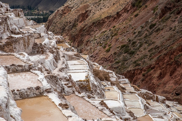 Hermosa foto de campos de arroz y una montaña dividida en el medio con un clima fresco