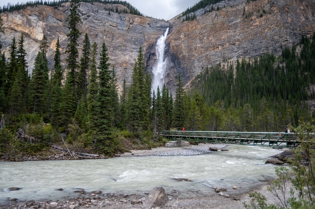 Hermosa foto de una cascada en el parque nacional Yoho de Canadá