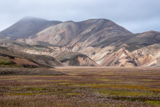 Hermosa foto de un valle en Islandia con montañas