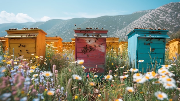 Foto gratuita una hermosa granja de abejas